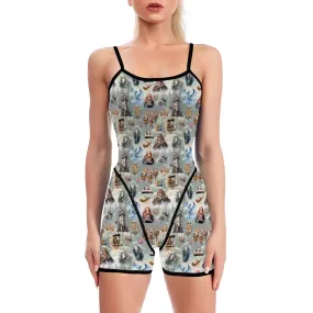 Alice In Wonderland Yoga Romper, Yoga Suit - Alice In Wonderland Collection, workout suit, sports suit