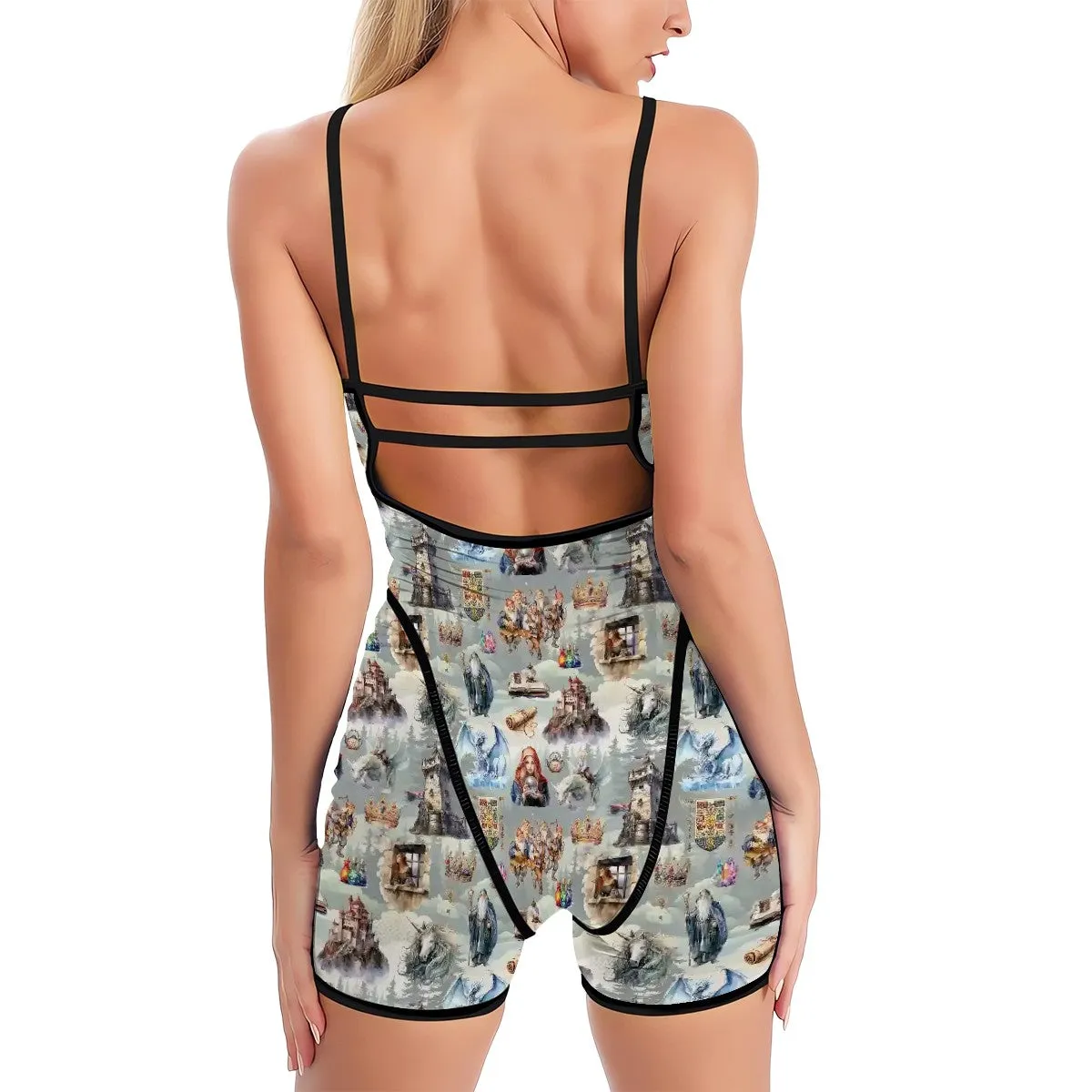 Alice In Wonderland Yoga Romper, Yoga Suit - Alice In Wonderland Collection, workout suit, sports suit