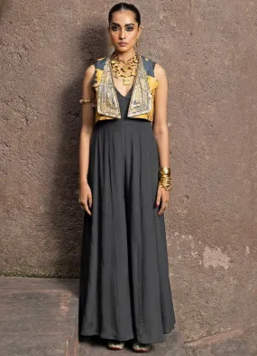 Black Embroidered Jumpsuit