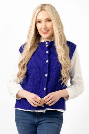 Boston Wool Blend Button Tank Top - Royal Blue