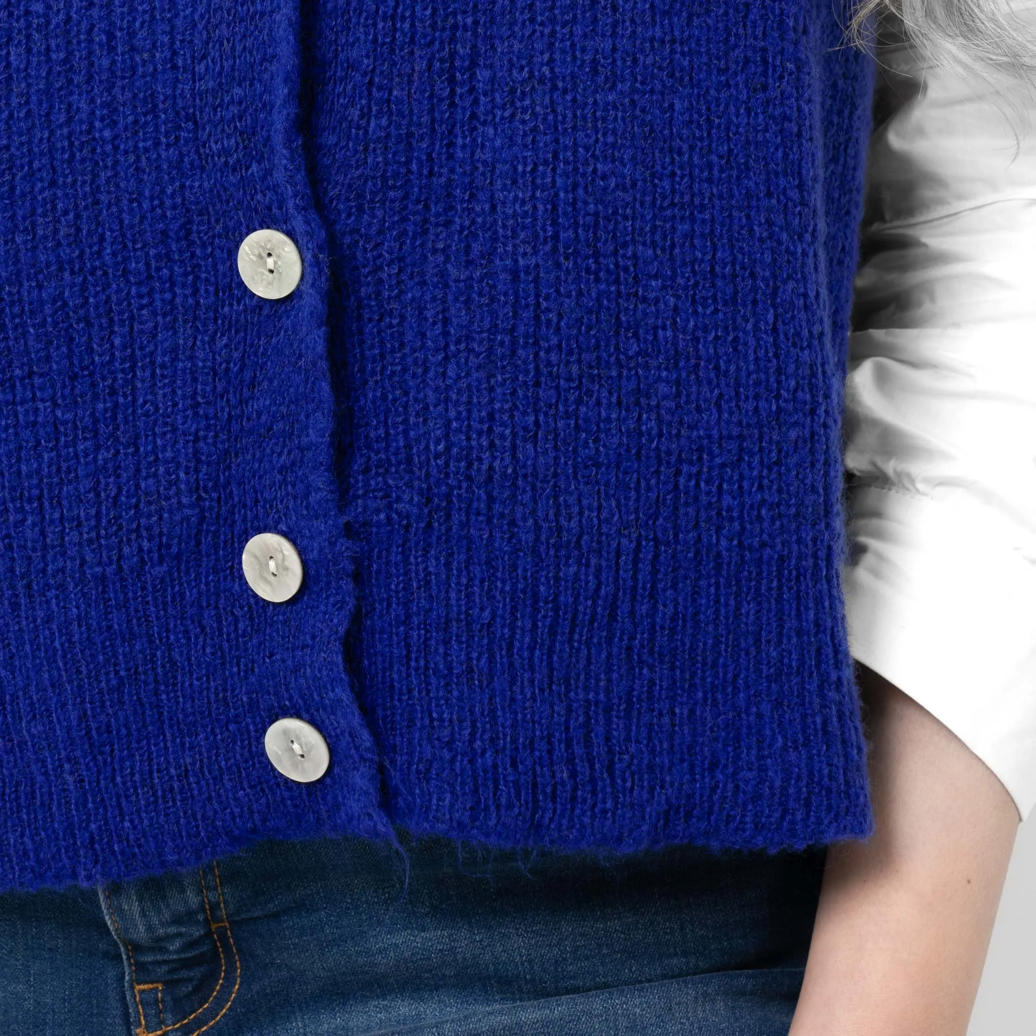Boston Wool Blend Button Tank Top - Royal Blue