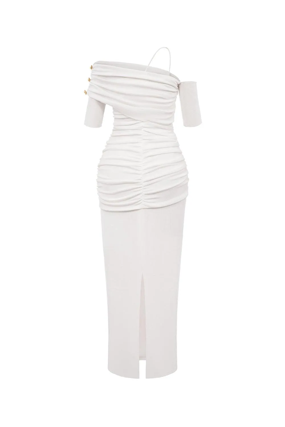 Charlotte Bodycon Gathered Spandex Ankle Length Dress