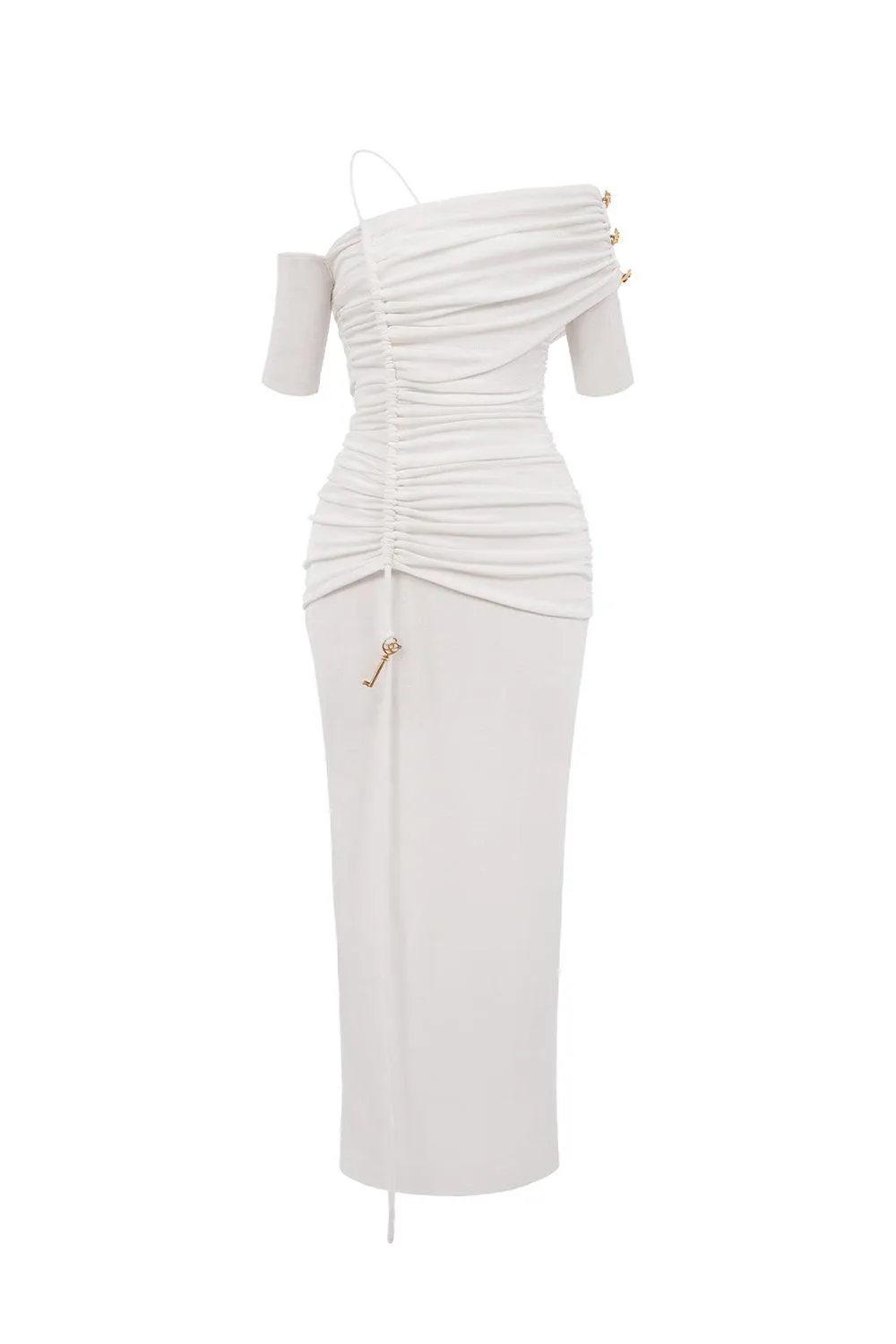 Charlotte Bodycon Gathered Spandex Ankle Length Dress