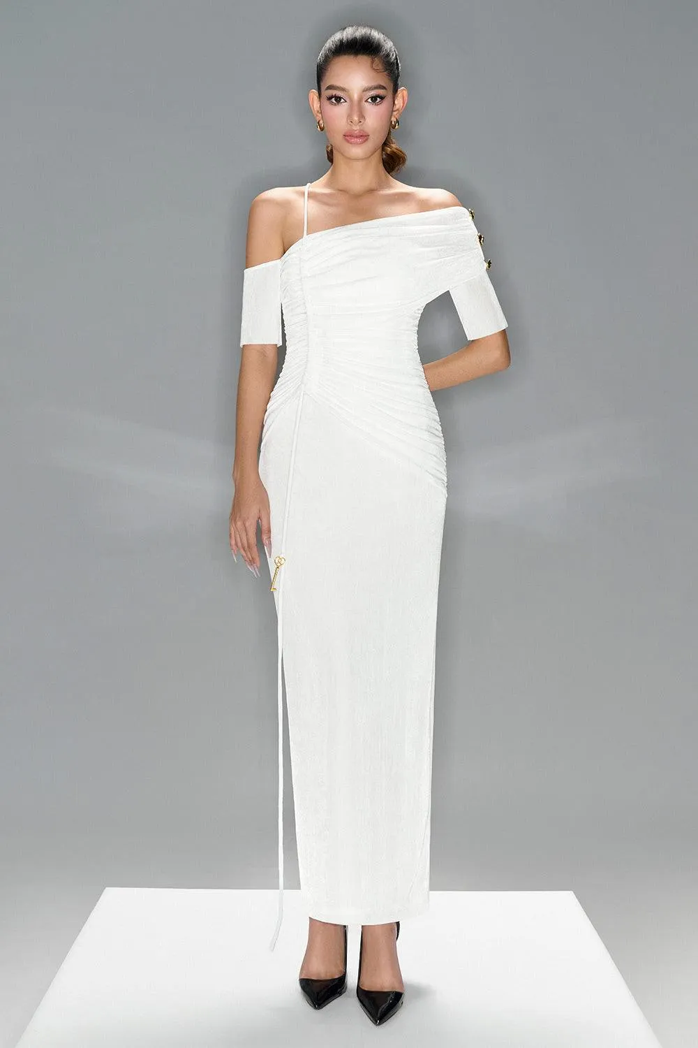 Charlotte Bodycon Gathered Spandex Ankle Length Dress
