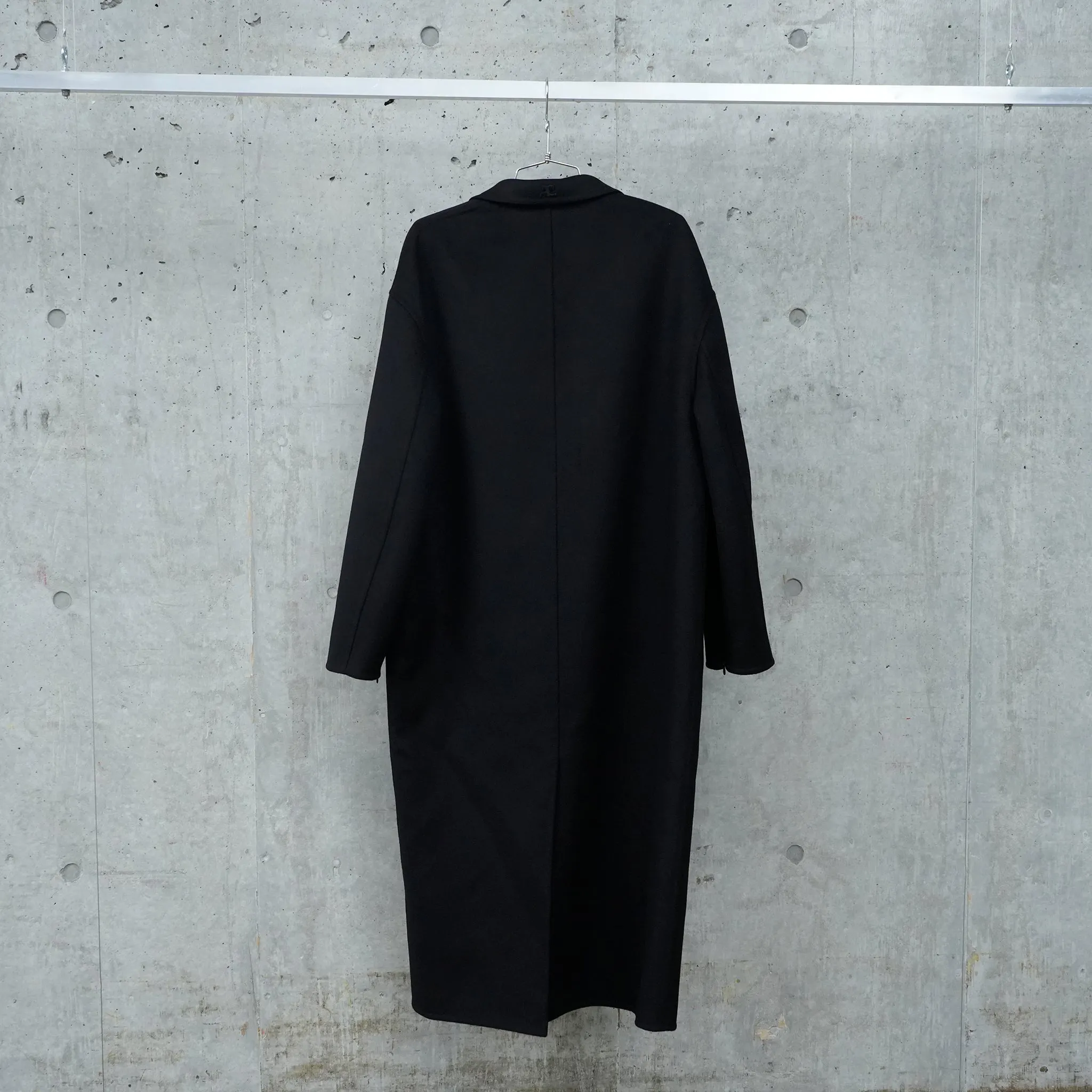 COAT COCOON SILK WOOL / 9999:BLACK