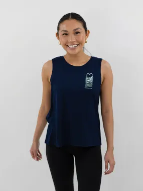 CorePower Yoga Heart Navy Muscle Tank