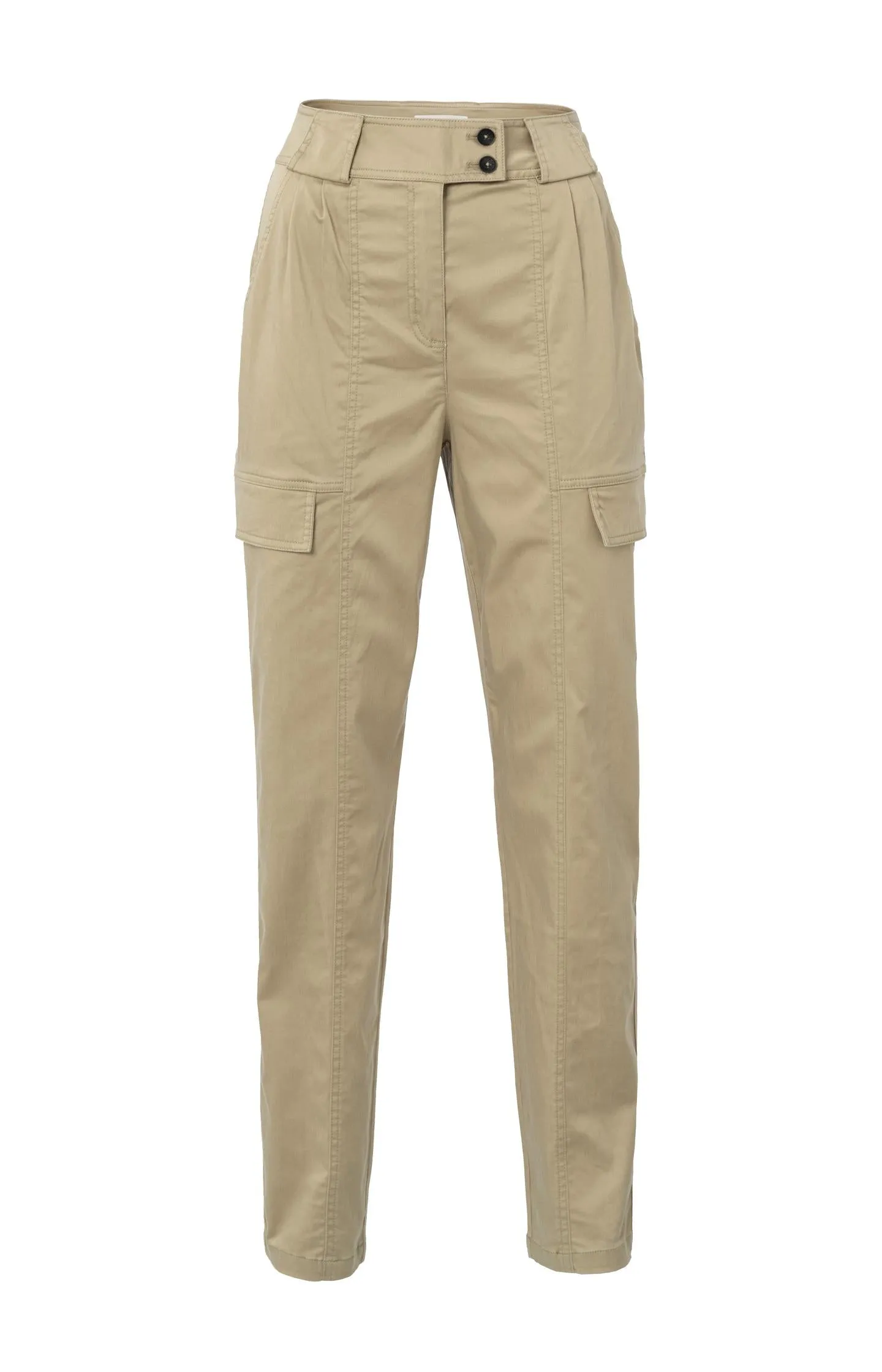 High waist cargo trousers with slim legs and pockets