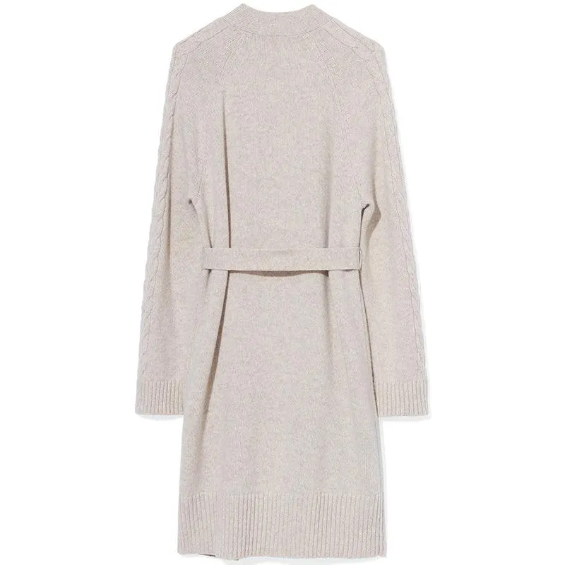 Knitted Patterned Mid-length 100% Wool Coat