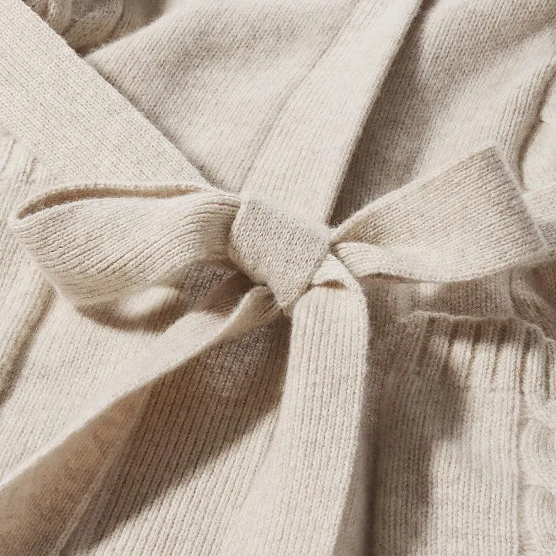Knitted Patterned Mid-length 100% Wool Coat