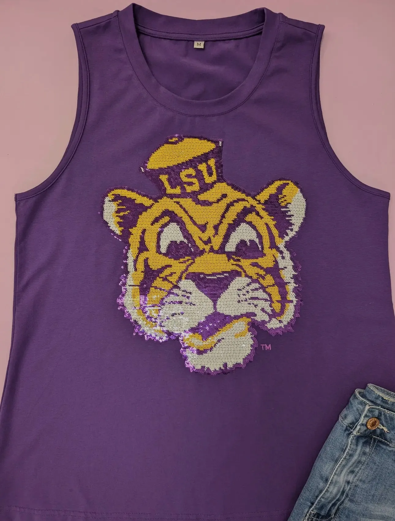 LSU Vintage Tiger (Licensed) Sequin Tank