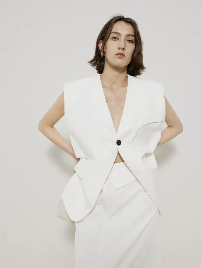 Natural Simple Chic Gilet&Long-Skirt