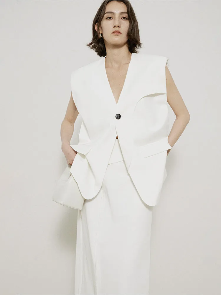 Natural Simple Chic Gilet&Long-Skirt