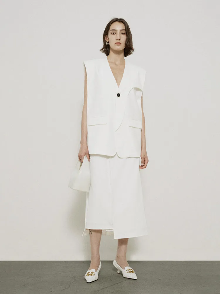 Natural Simple Chic Gilet&Long-Skirt