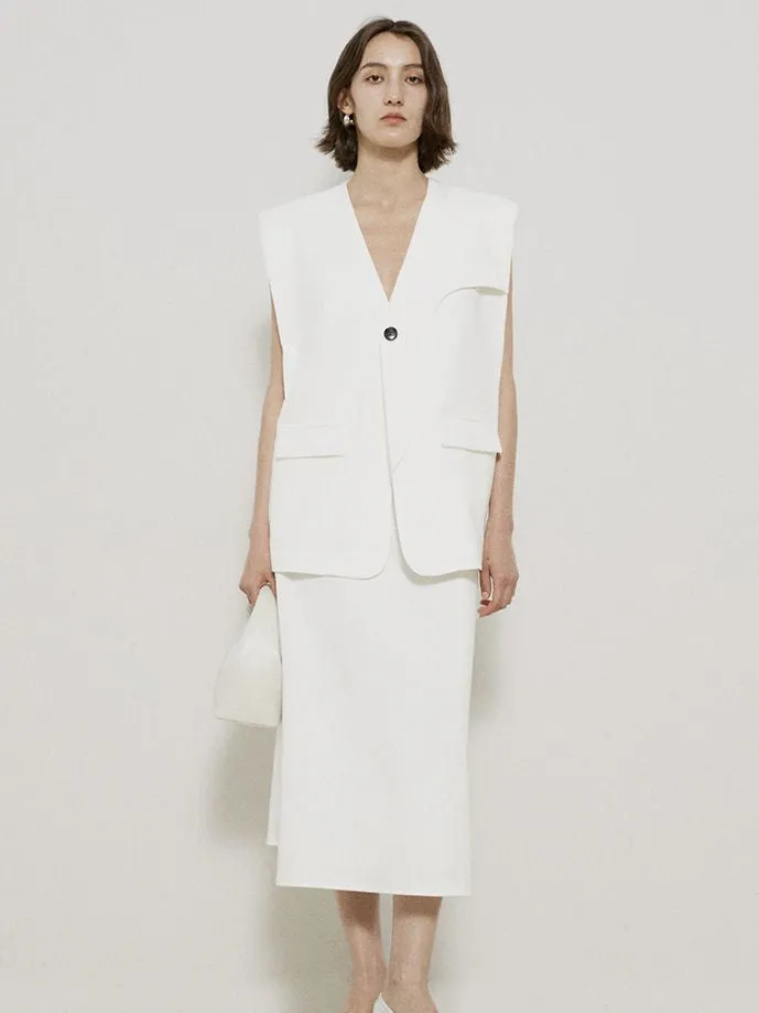 Natural Simple Chic Gilet&Long-Skirt