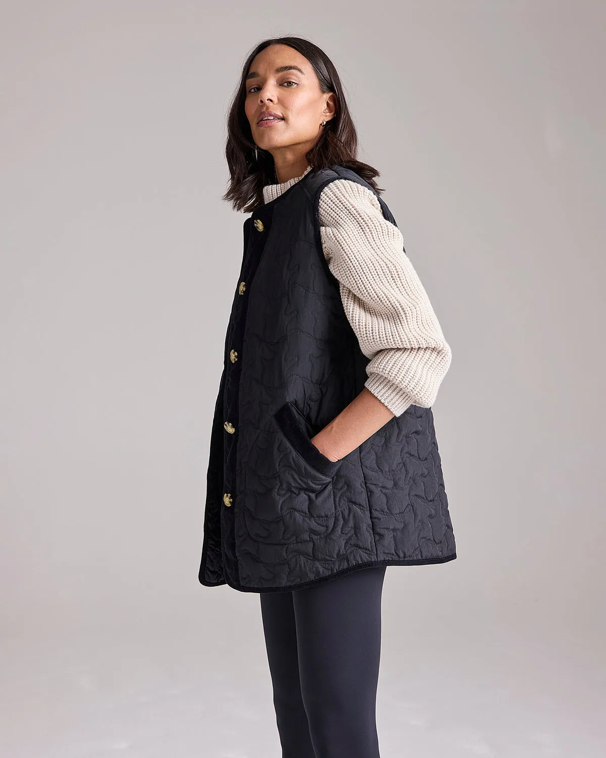 Quilted Gilet in Black