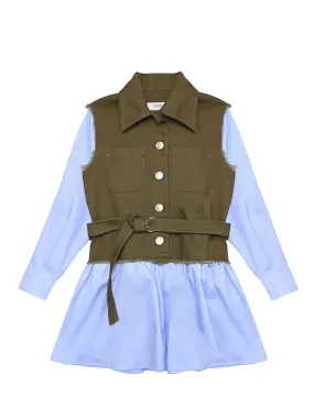 Vicolo abito kids celeste con gilet