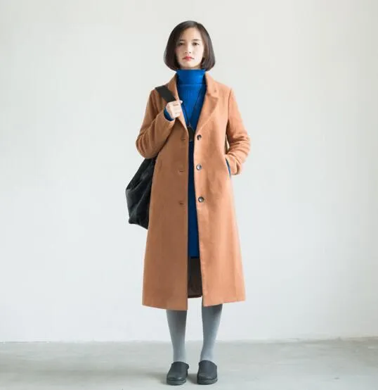 Winter Autumn Long Women Wool Coat